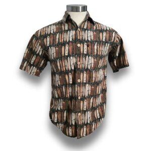Duke Kahananoku Men's Small Silk Surfboard Short Sleeve Button-up Aloha Shirt